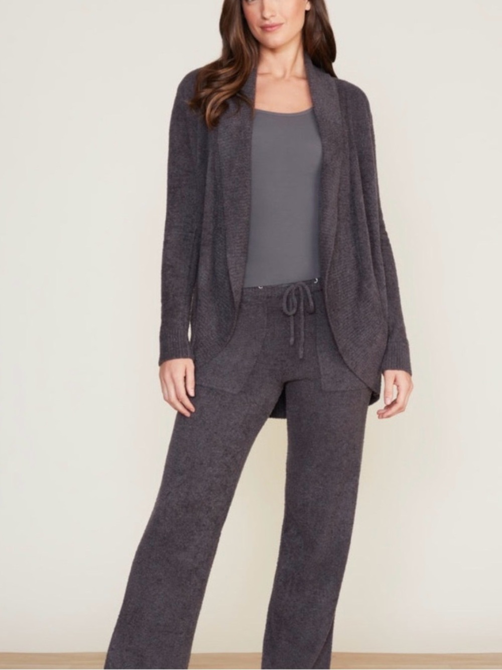 BUNDLE: 2 Barefoot Dreams Cardigans: charcoal and bone